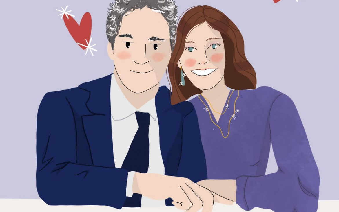 ritratto di coppia vignetta romantica per San Valentino