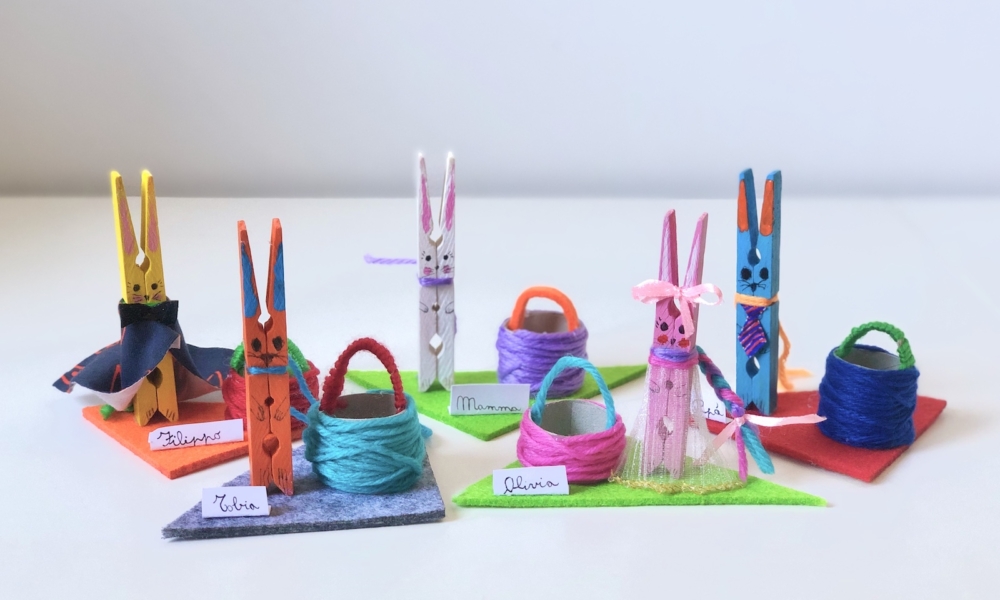 CONIGLIETTO SEGNAPOSTO PER LA TAVOLA DI PASQUA FACILE DA REALIZZARE CON I BAMBINI