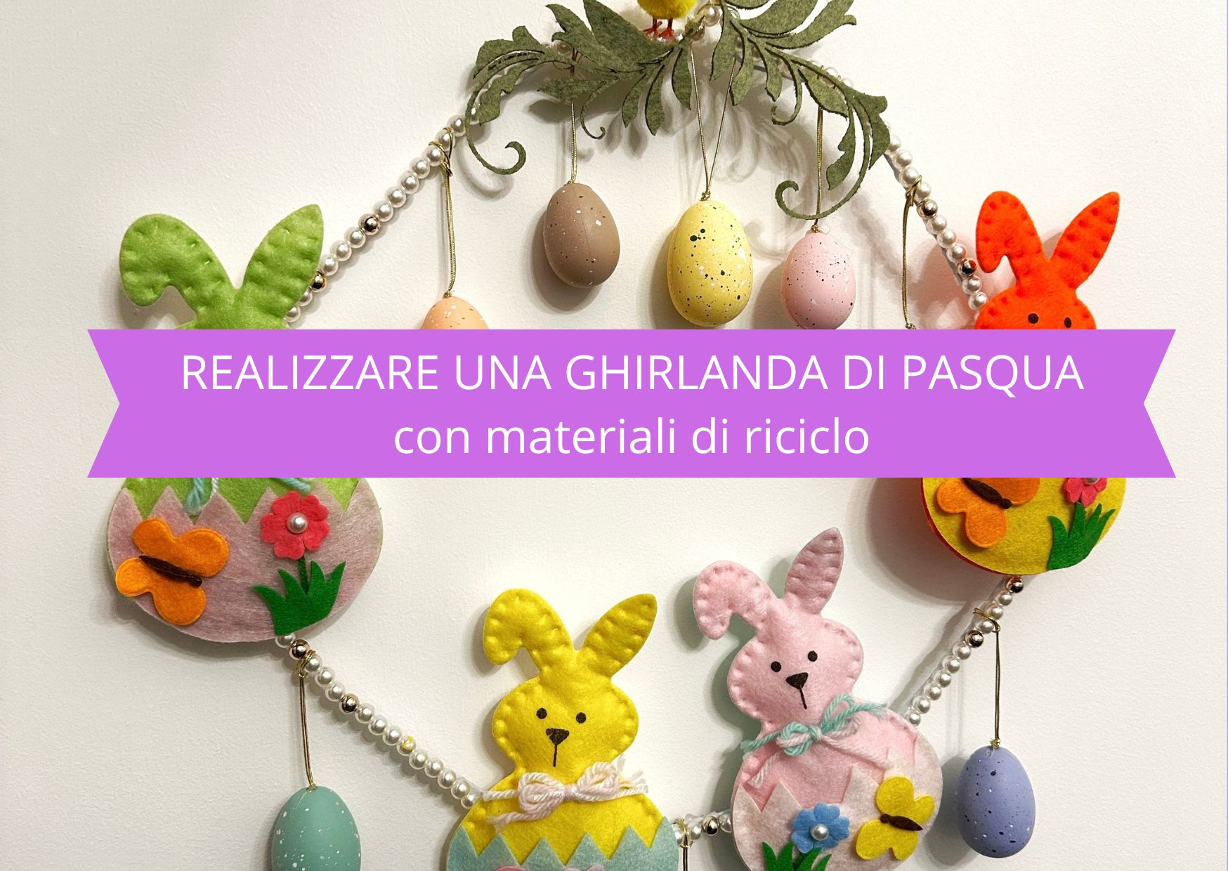 Ghirlanda Pasquale Con Fiori Finti - Corona Di Vite 58x38 Cm Per Decorazione Casa O Cimitero