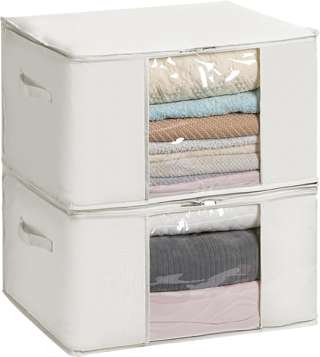 scatole contenitori in tessuto per organizzare vestiti del cambio stagione