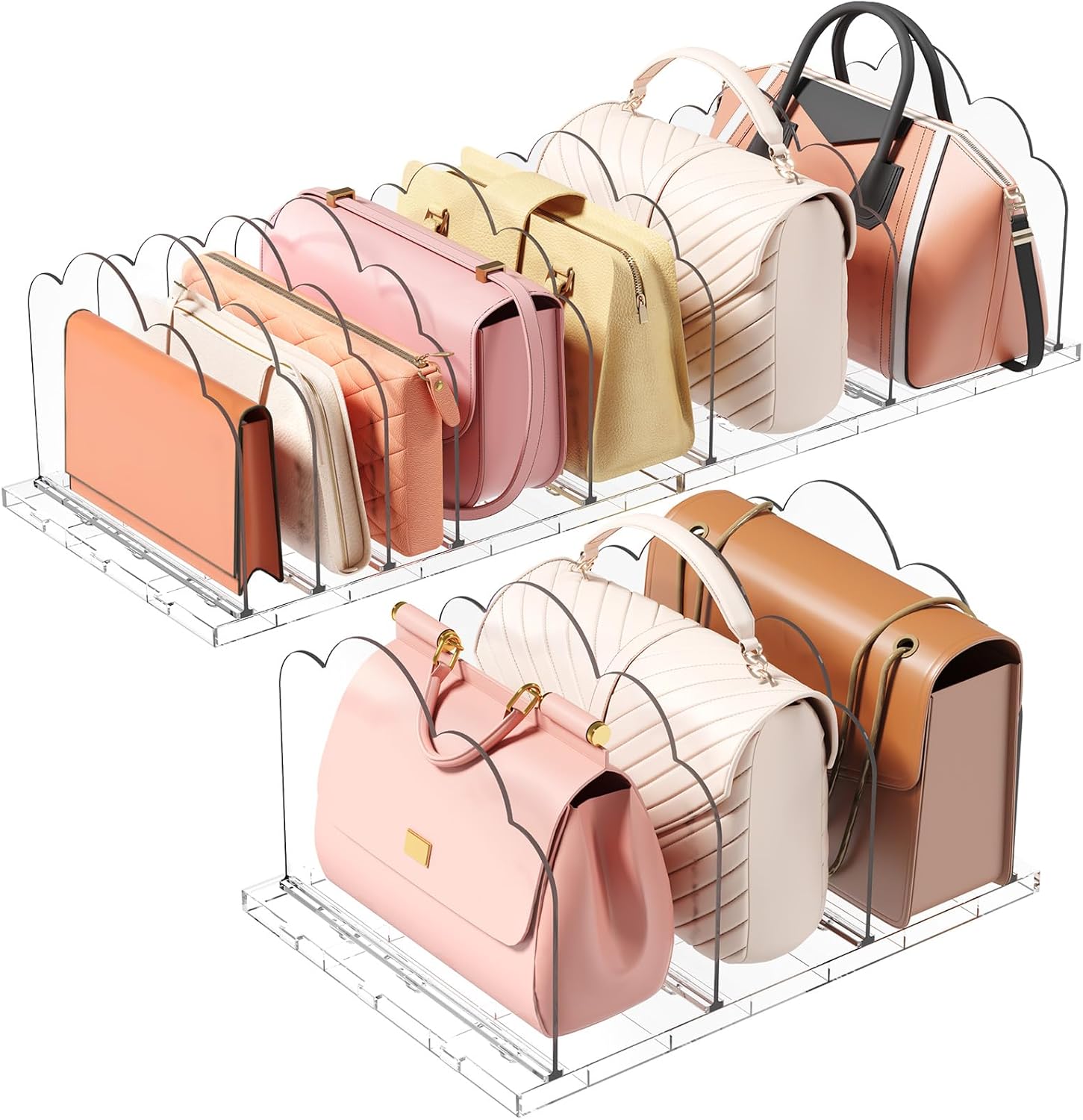 organizer trasparente per borse per mantenere l’armadio ordinato