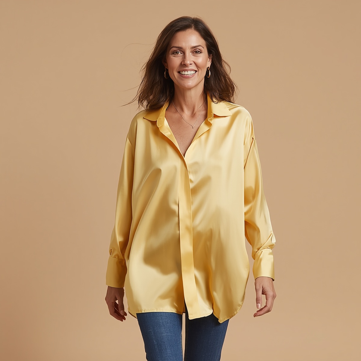 camicia in seta giallo sunshine